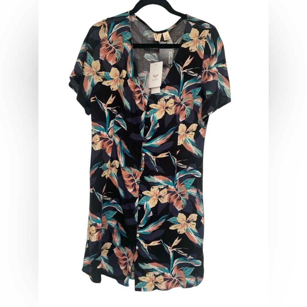 Roxy Floral Midi Dress NWT L - Picture 3 of 7